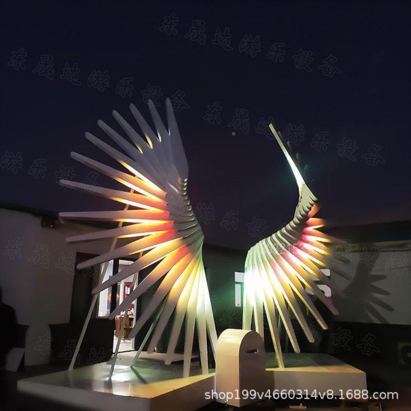 天使翅之梦幻灯光互翼动膀商场景区七发彩光翅膀人216体互动摆件