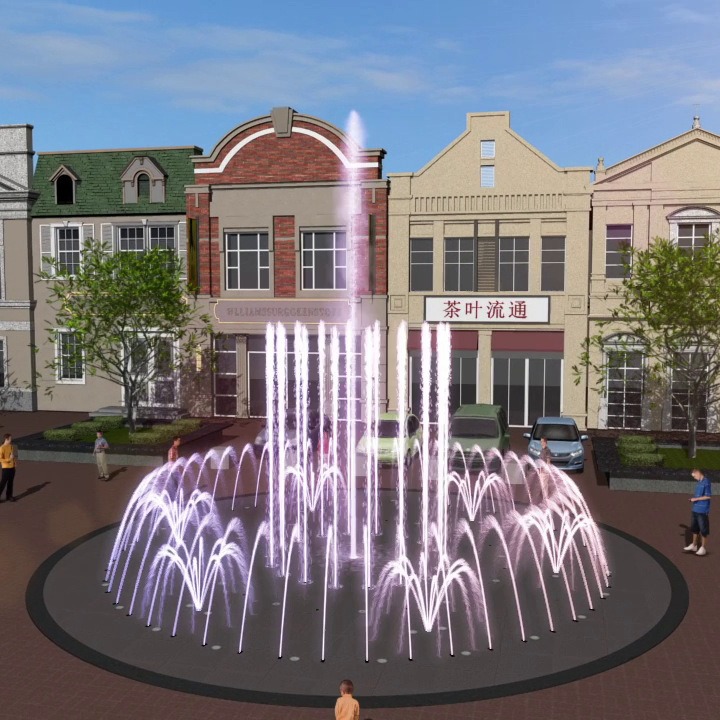 直径12.8M旱式音乐喷泉工程设计、制作、安装与调试一条龙服务