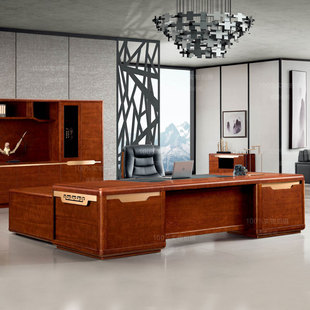 实木办公桌老板桌简约现代总裁桌大班台新中式总经理办公桌椅组合