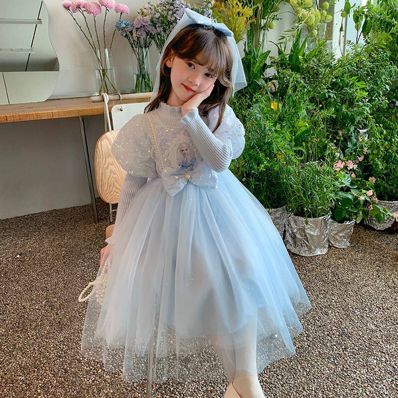 女童爱莎公主裙秋冬2025新款生日裙子儿童冰雪奇缘女孩艾莎连衣裙