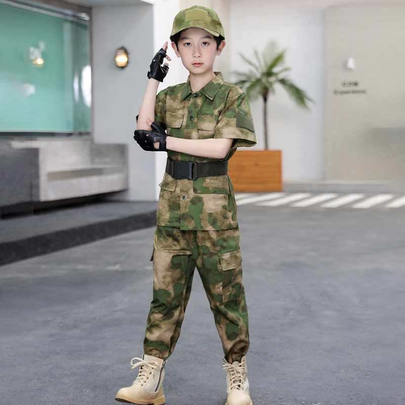 新款儿童迷彩服套装男女童户外拓展训练夏令营服装中小学生军训服