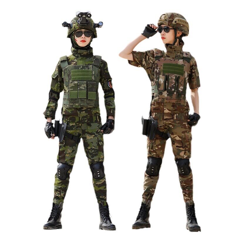 儿童迷彩服套装男女童军训服特种兵装备夏令营户外长袖表演服特战