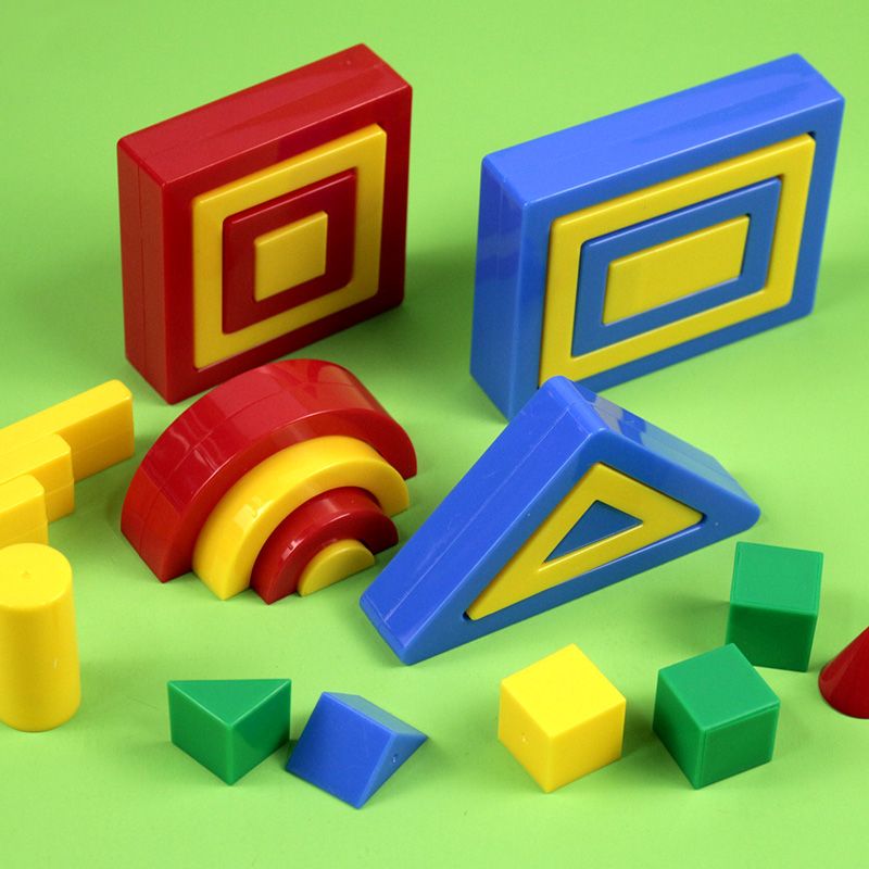 塑料积木几何体小学数学幼儿园学前启蒙玩具图形的认识与拼搭半圆