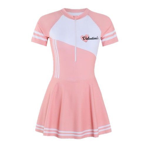 女童连体裙式泳衣中大童温泉运动游泳衣防晒泳装儿童连体裙子套装