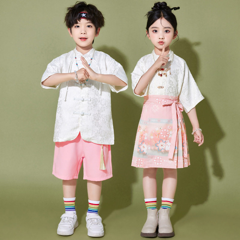 六一儿童演出服女童马面裙汉服套装幼儿园中国风诗歌朗诵表演服装