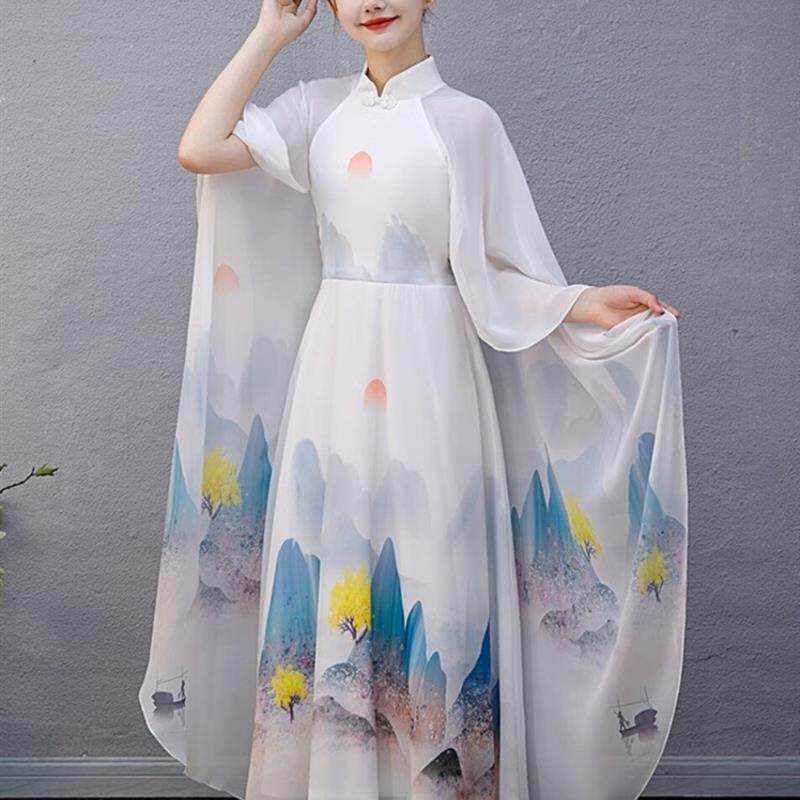 2023年新汉少女古筝演出服装儿童合唱团中式演出朗诵比赛演出礼品