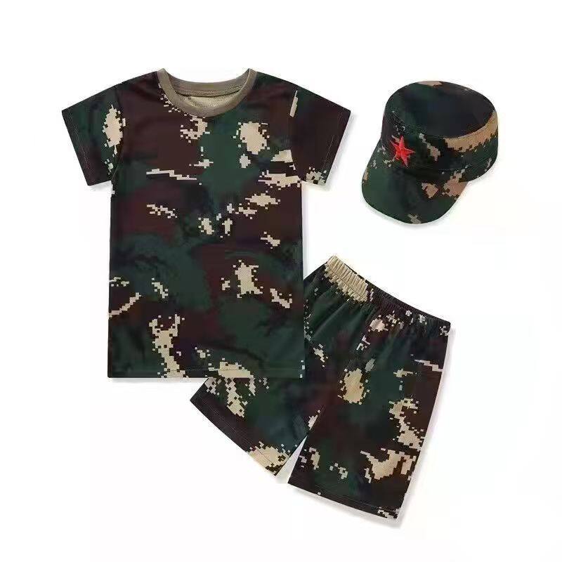 儿童迷彩服学生军训服夏季迷彩短袖男女童夏令营户外钻展迷彩套装