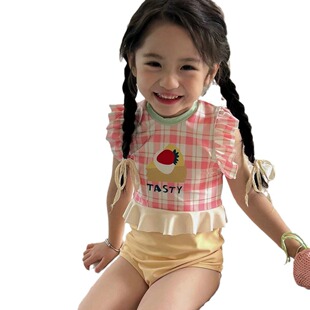 儿童泳衣女宝宝甜美小蛋糕连体泳衣温泉沙滩度假速干泳装 夏季 新款