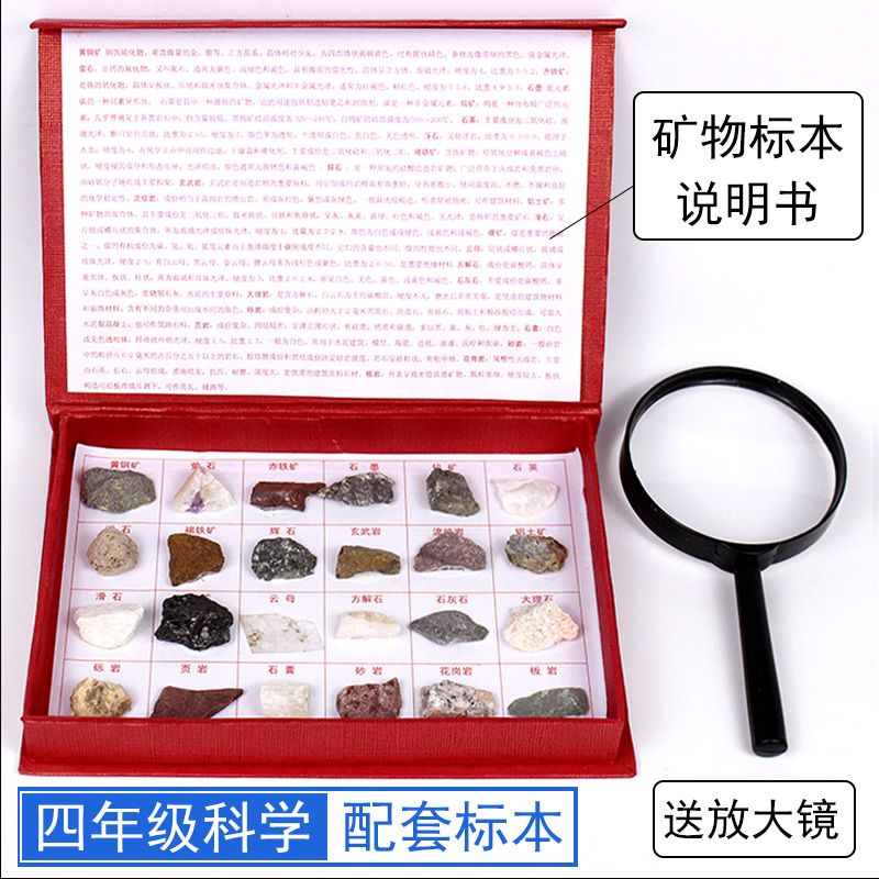 岩石矿物矿石石头标本小学科学四年级下册24种/42种盒装套装可拿