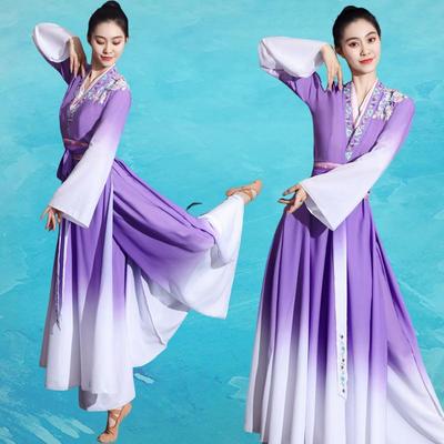 古典舞演出服女飘逸中国风汉唐交领艺考剧目服装独舞易安醉舞蹈服