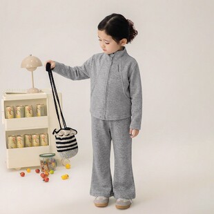 谢金毛童装亲子装女童春装卫衣套装洋气女宝宝韩版拉链短款外套潮