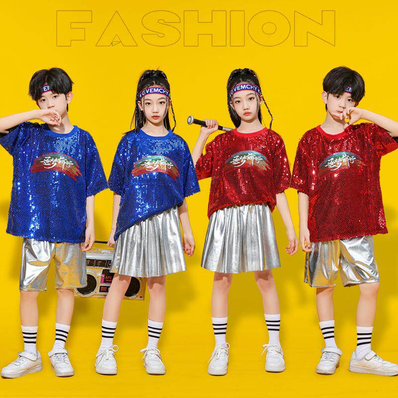 六一儿童啦啦队演出服男女童幼儿园爵士街舞亮片小学生运动会服装