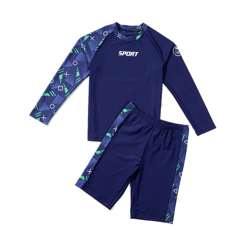 胖童泳衣男童加肥加大码分体泳装青少年胖男孩泳裤儿童游泳衣套装