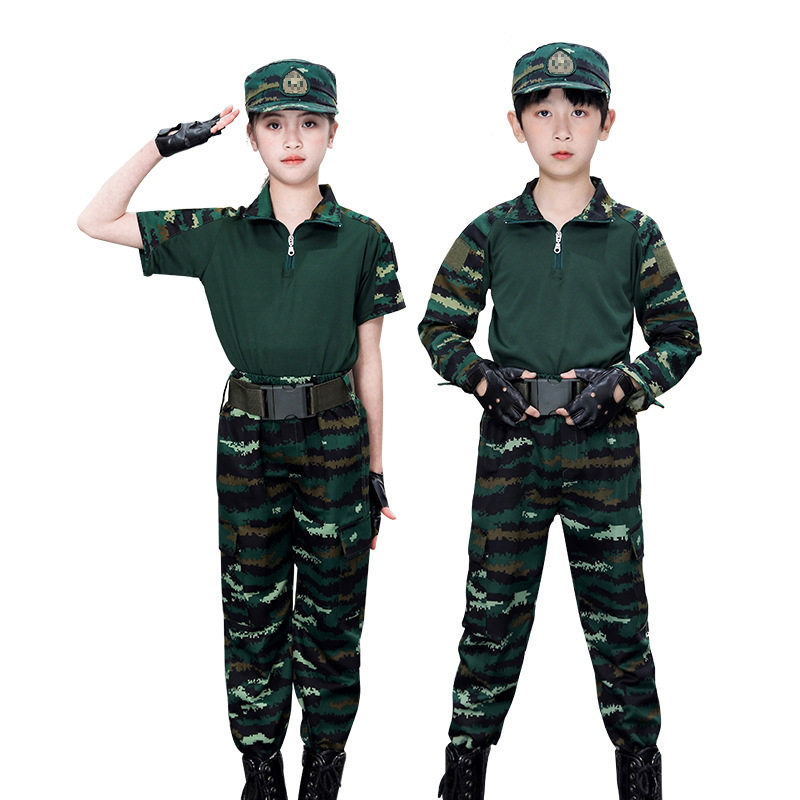 儿童迷彩服套装男女童虎斑蛙服小学生军训服夏令营蛙服训练服