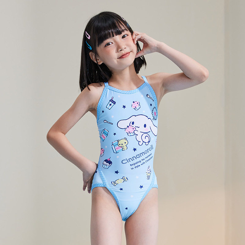 ZOKE洲克 女童连体三角游泳衣 青少年竞速训练游泳衣 小童中大童