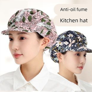 纯棉厨房帽子女防油烟做饭防掉发透气防尘松紧食品厨师帽工作帽子