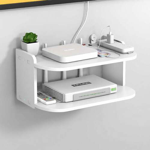 电视机顶盒墙挂免打孔置物架WiFi
