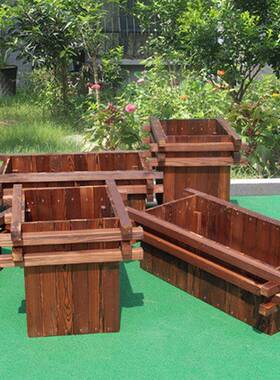 防腐花木花箱户植外大号48049种箱碳化木盆长方庭院公形园工程种