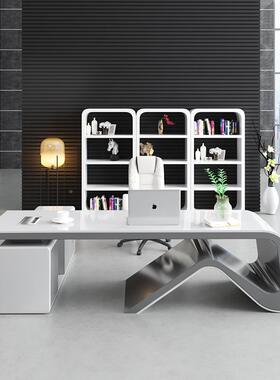 时尚MS-LBZ1办公家具烤老漆板桌白色总裁桌经理桌办主管桌大班主