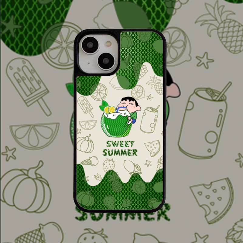 鎏金小新椰子刀锋玻璃壳 适用于苹果iPhone16ProMax/15ProMax/14ProMax/13ProMax/1