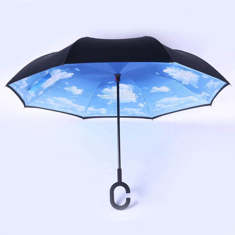 新款直销长柄雨伞定制C型直杆反向伞大号双人晴雨两用广告礼品伞L