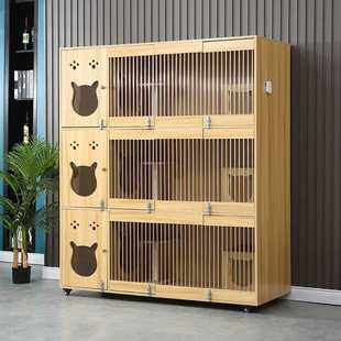 新款直销猫别墅木质实木笼子猫咪展示柜繁育笼繁殖笼寄养笼舍柜可