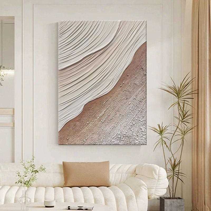 新款直销纯手绘油画奶油风客厅装饰画石英砂立体肌理画抽象艺术卧