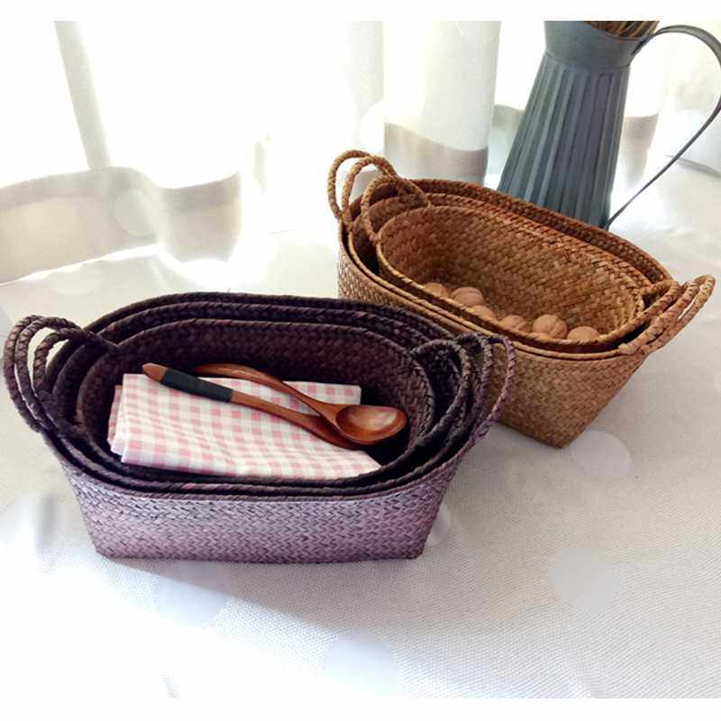 新款直销手工草编创意海草编织居家陈列摆设装饰复古桌面收纳盒置,收纳整理,其他收纳篮,淘宝优惠券,粉丝福利购,淘宝优惠卷
