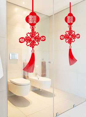 新款直销新款SK6017DS新年中国结春节元旦橱窗玻璃窗门新年墙贴PV