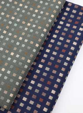 新款直销全棉色织提花方块方点衬衫服装外套布料装饰抱枕发带连衣