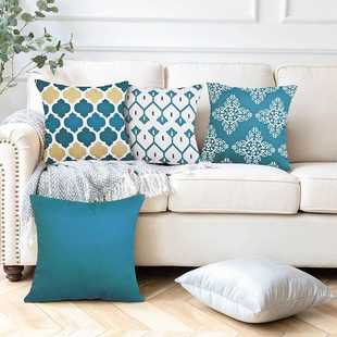 新款直销几何图形简约印花防水抱枕套室外沙发汽车装饰抱枕套供货