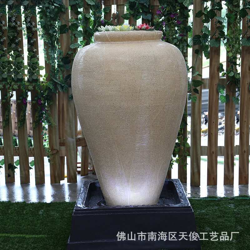欧式砂岩水景喷泉酒店楼盘家居工艺品室内加湿器流水罐子开业礼品