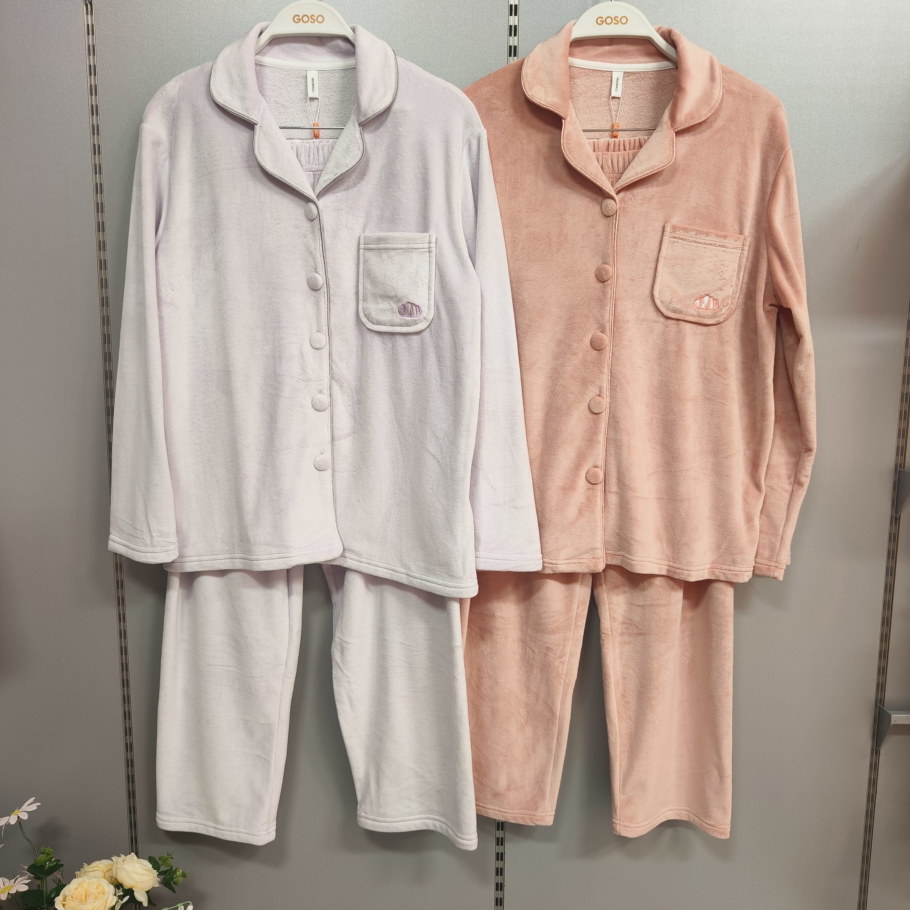 香蜜闺秀女士家居服简约牛奶绒薄绒翻领开扣家居服睡衣套装秋款女