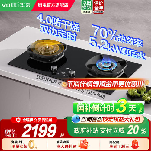 华帝燃气灶i10308F定时防干烧煤气灶台嵌家用天然气炉灶具官方