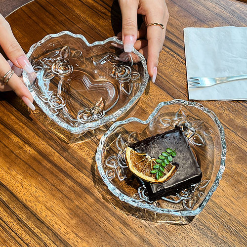 臻皿ins小吃盘创意玻璃爱心形