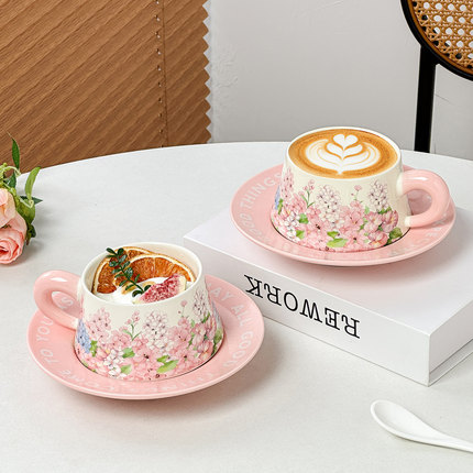 送闺蜜礼物咖啡杯双杯套装小众高级感陶瓷咖啡杯碟女生杯子伴手礼
