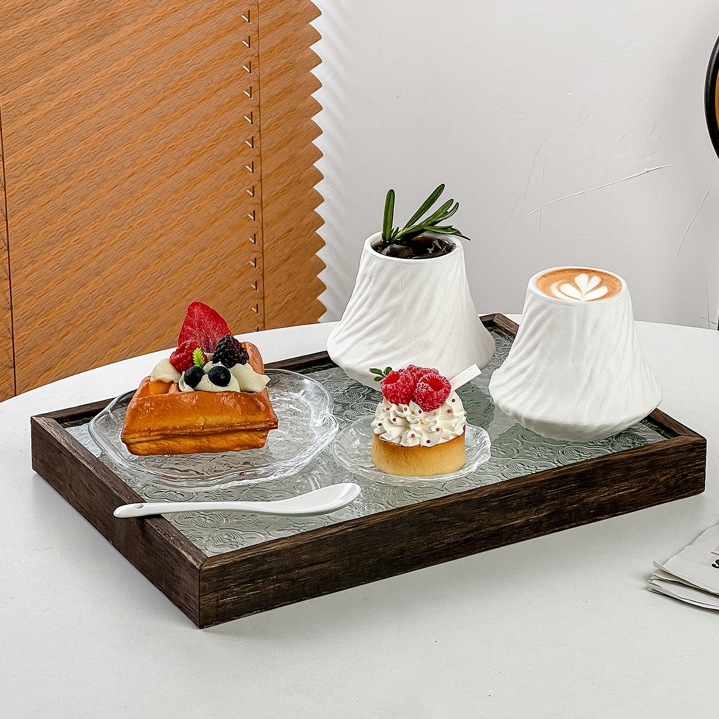 高级感简约陶瓷杯精致拿铁拉花杯刀刃杯咖啡店下午茶套装冷萃杯子