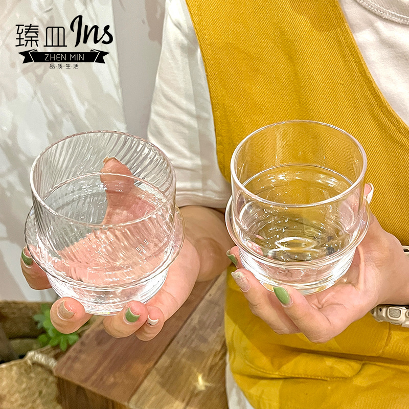 咖啡店手冲咖啡杯碟套装拿铁拉花杯澳白杯ins风高颜值花朵玻璃杯