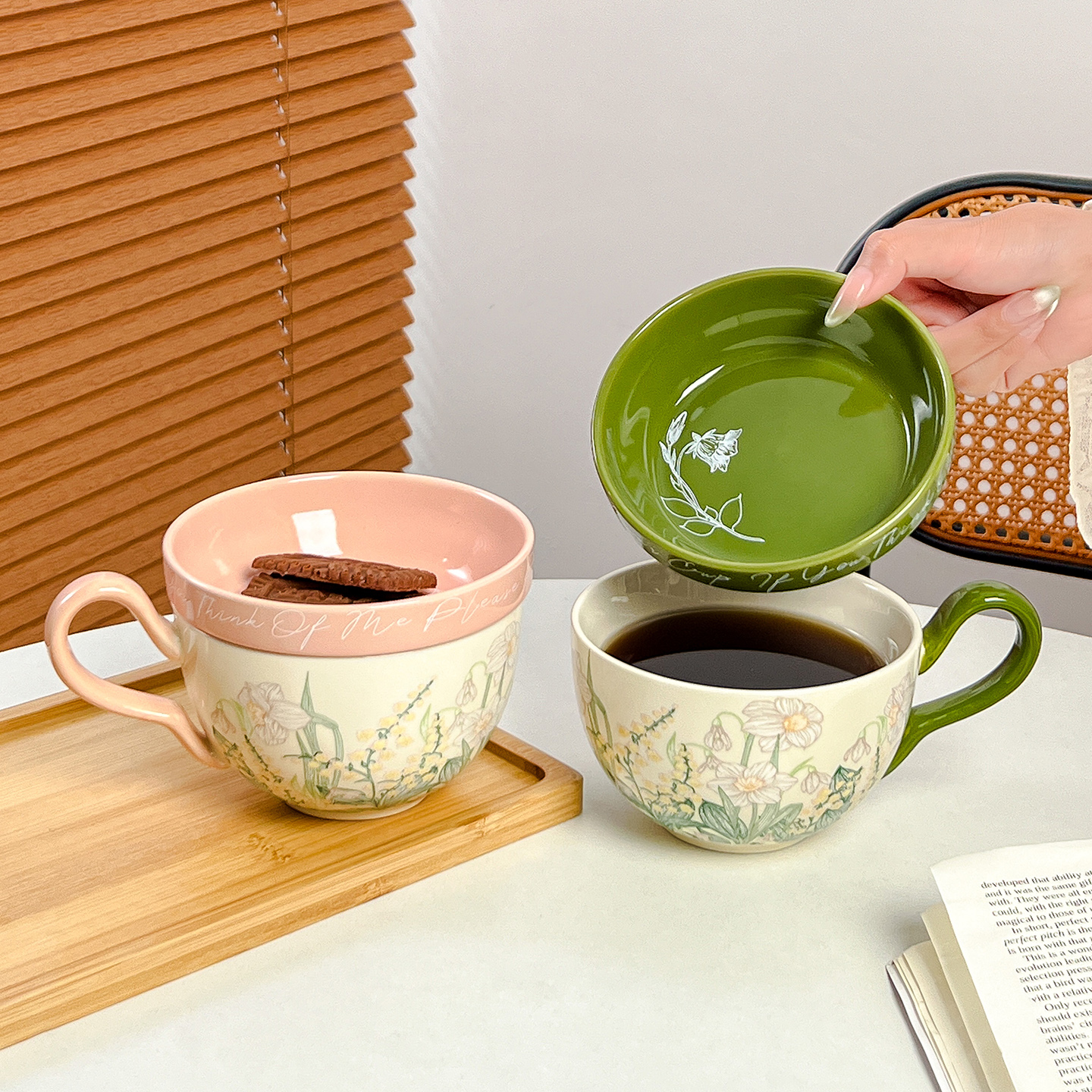 田园风复古绿风铃咖啡杯马克杯