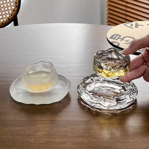 玻璃磨砂品茗杯主人杯小茶杯