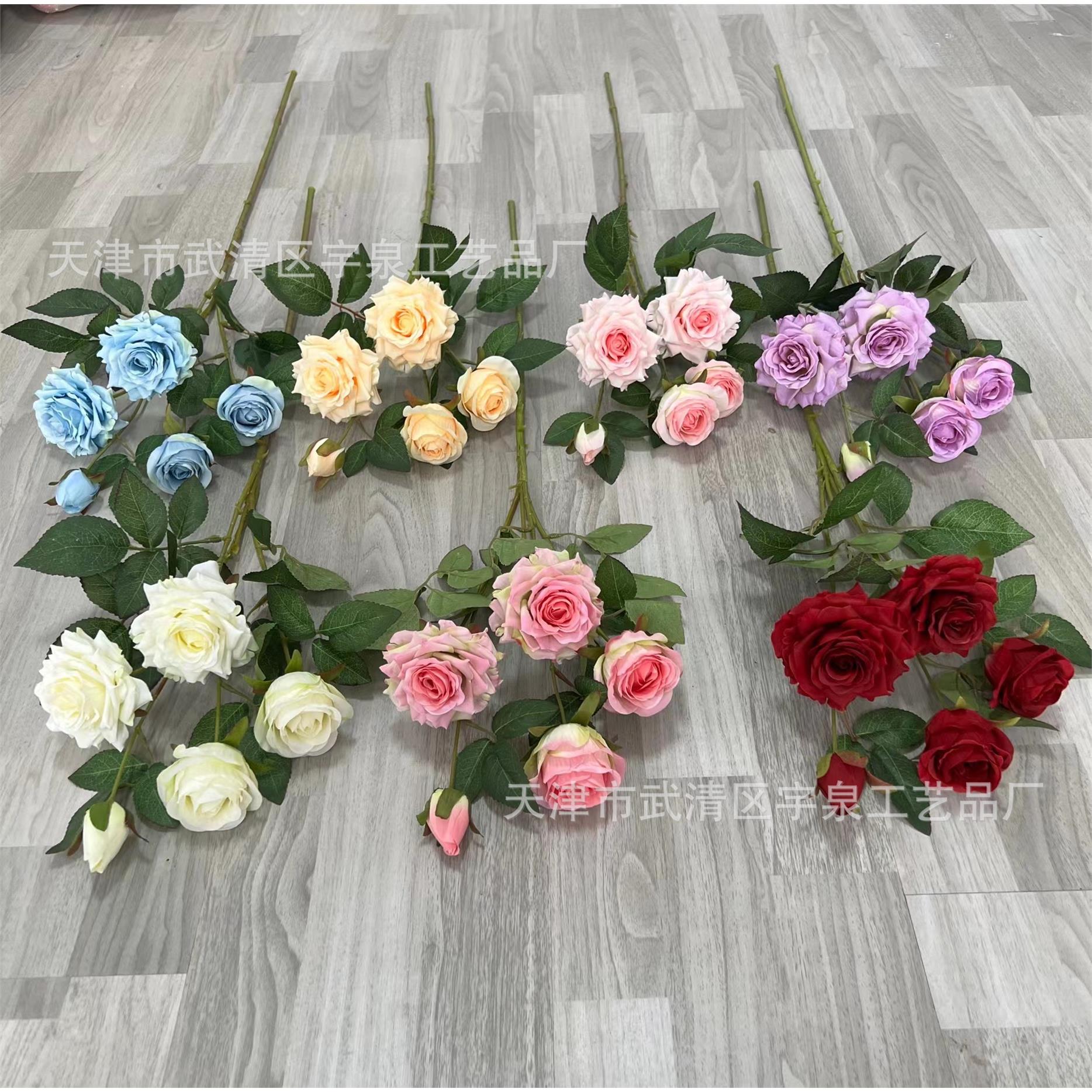 5头角玫仿真花瑰花落地摆