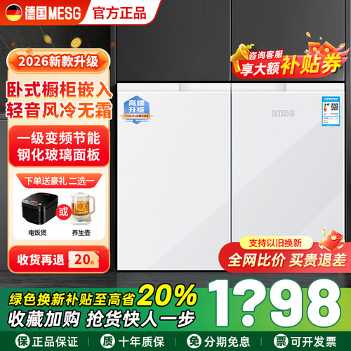 卧式冰箱家用228升双门双温