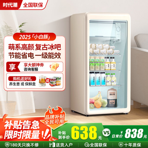 复古冰吧家用小型冷藏柜饮料展示柜高颜值保鲜柜透明一级能效静音
