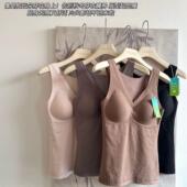 带胸垫修身 法式 全蕾丝自发热羊毛保暖背心无痕V领一体式 显瘦内衣