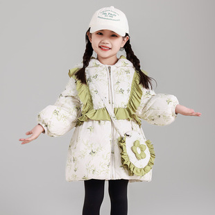 女童公主小童羽绒服加厚绿粉红色婴幼童儿童外套连帽棉袄衣棉服冬
