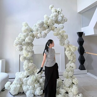 仿真绣球白色系仿真花棒棒糖婚庆婚礼堂装饰球状酒店摆件单枝假花