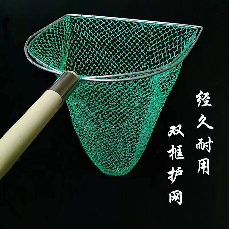 木把双框抄网9股小眼手工编织网方形圆形捞鱼虾海鲜水产养殖渔具