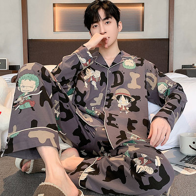 新款纯棉睡衣套装男士