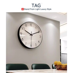 TAGHR瑞士简约风挂钟轻奢现代创意超静音钟表客厅家用时尚 时钟