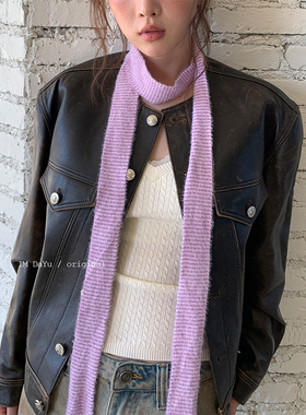 DaYu 韩国ins博主同款针织细长围巾女秋冬百搭腊肠围脖氛围感时髦